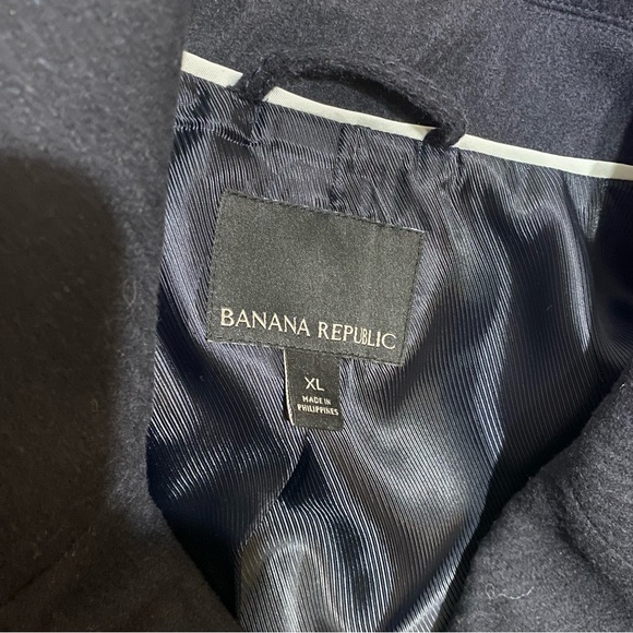 Banana Republic Pea Coat Wool Nylon Gold tone buttons with Emblem Fully Lined XL - Picture 10 of 16